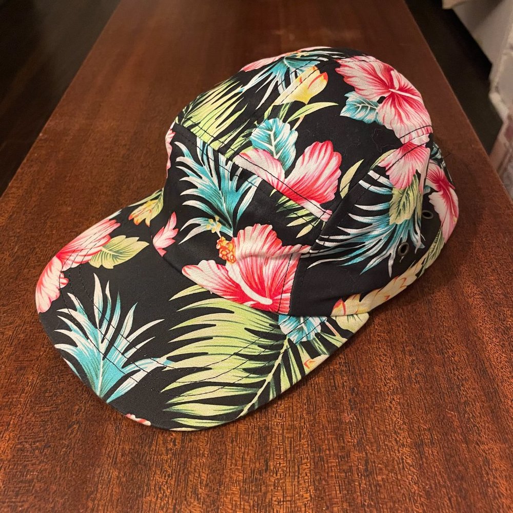 All over print graphic flower 5 panel hat
